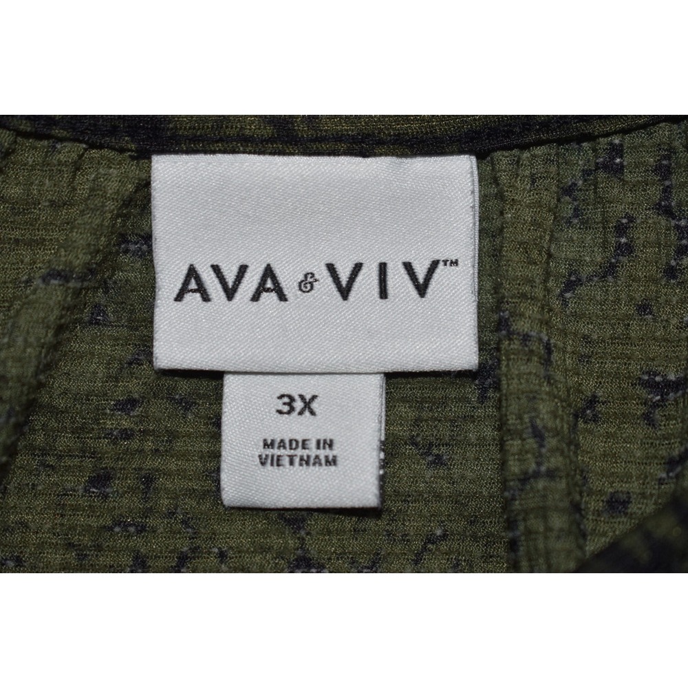 Ava & Viv Top 3X Green Floral Stretch Long Sleeve Lightweight‎ Flowey Pullover - Picture 5 of 16